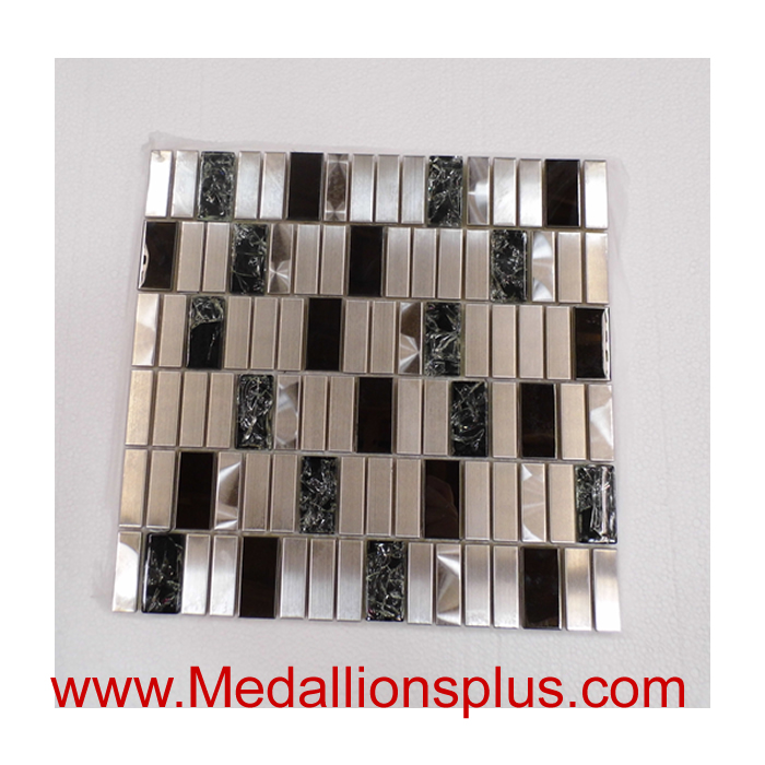 Stainless Steel and Crackel Glass Backsplash Mosaic